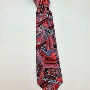 Blair Mens Necktie Red Geometric Design 100% Silk